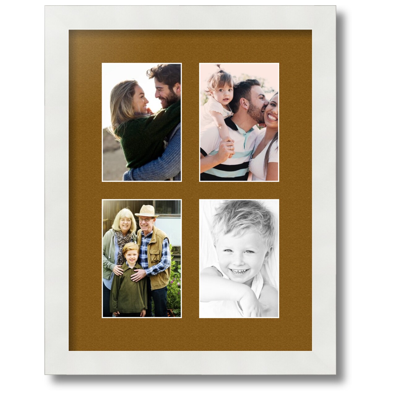 ArtToFrames Collage Photo Picture Frame with 4 - 4x6 inch Openings, Framed in White with Over 62 Mat Color Options and Regular Glass (CSM-3966-2)